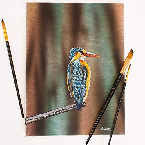 U.S. Art Supply 15 Piece Artist Long Handle Synthetic Paint Brush Set - Multi Functional Watercolor Gouache Oil Acrylic Brush Set in Zippered Nylon Pop-Up Travel Storage Case - Image 2